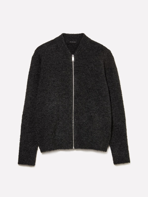Bouclé cardigan with zip - men's cardigans | Sisley