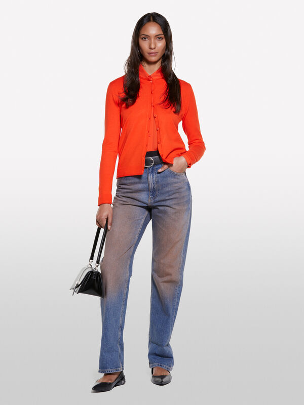 Orange regular fit cardigan Orange regular fit cardigan - women's cardigans | Sisley