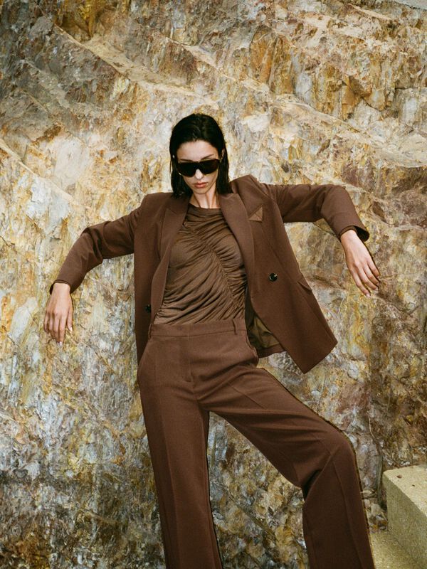 Brown palazzo trousers - women's palazzo trousers | Sisley