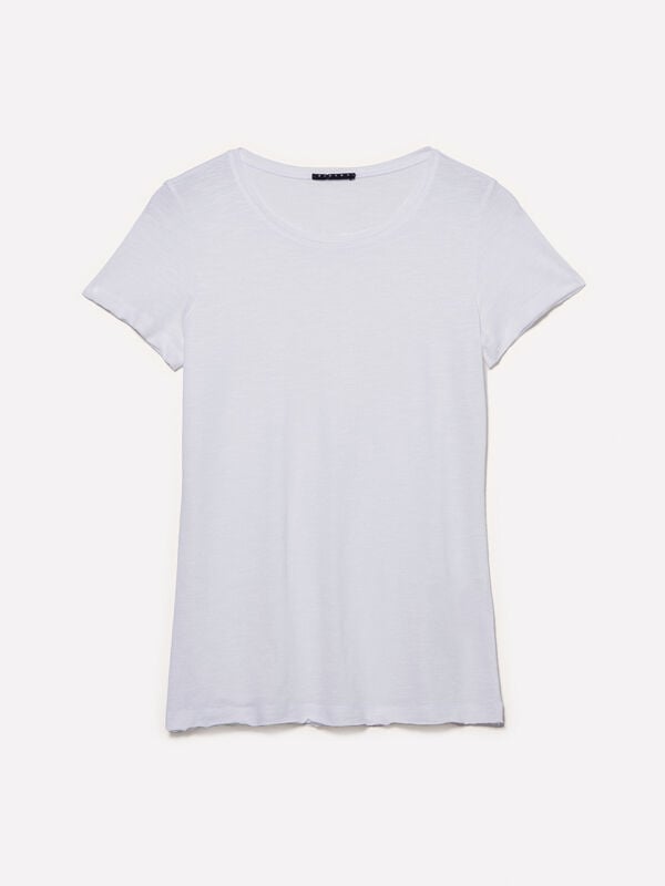White crew neck t-shirt White crew neck t-shirt - women's short sleeve t-shirts | Sisley