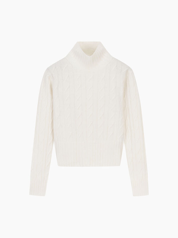 High-neck cable knit sweater - High neck sweaters | Sisley K