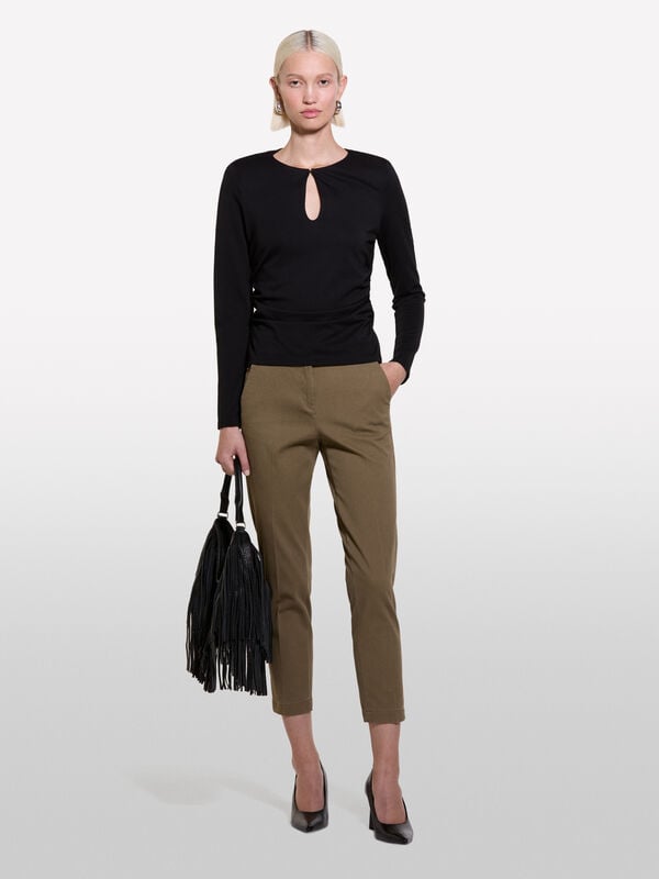 Brown cigarette chino trousers - women's chino trousers | Sisley