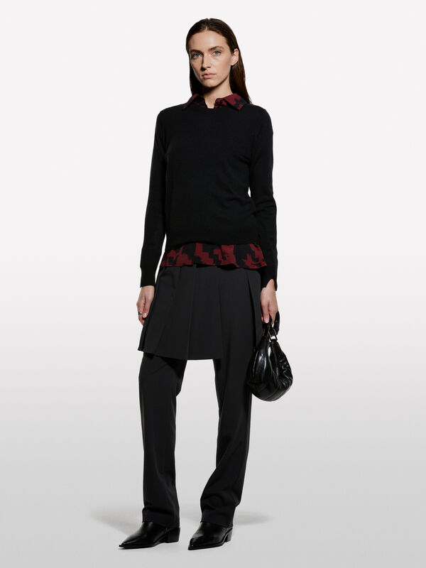 Black crew neck sweater - women's crew neck sweaters | Sisley