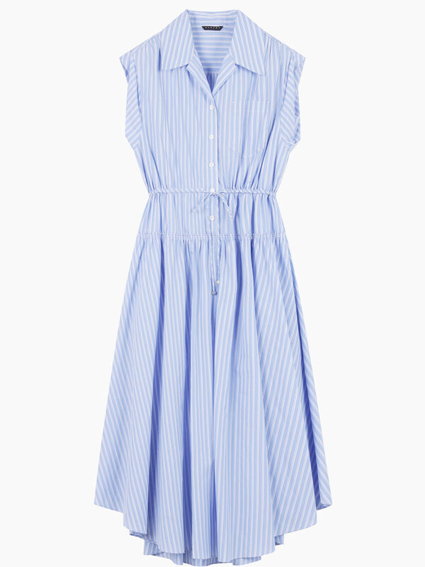 Light blue sleeveless dress with stripes - sisley k midi dresses | Sisley K