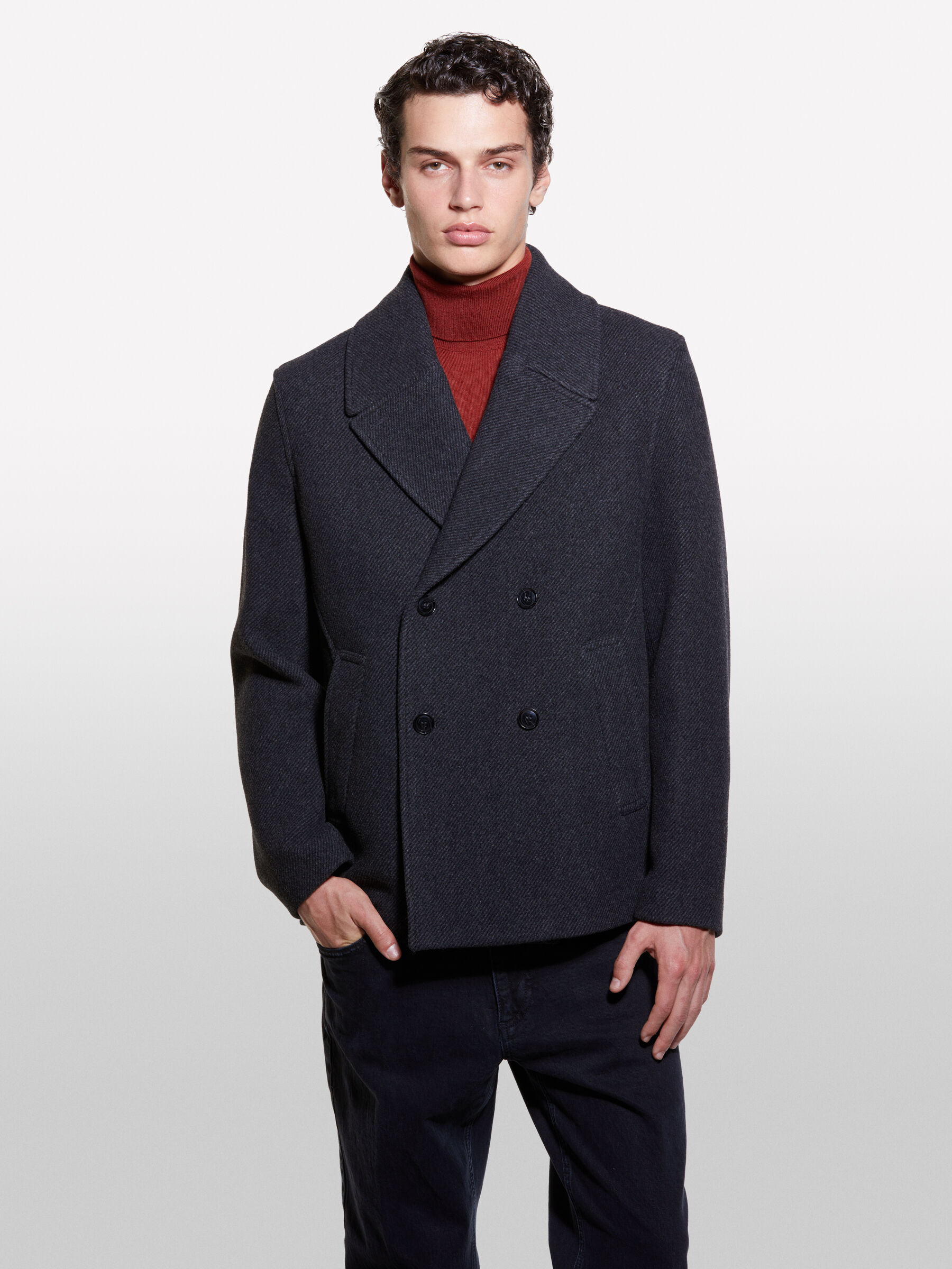 Dark gray peacoat discount