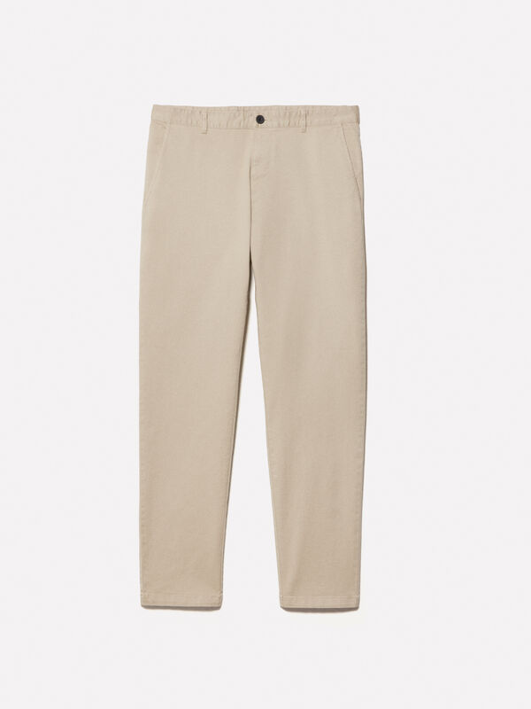 Dark beige slim fit chinos - men's slim fit trousers | Sisley