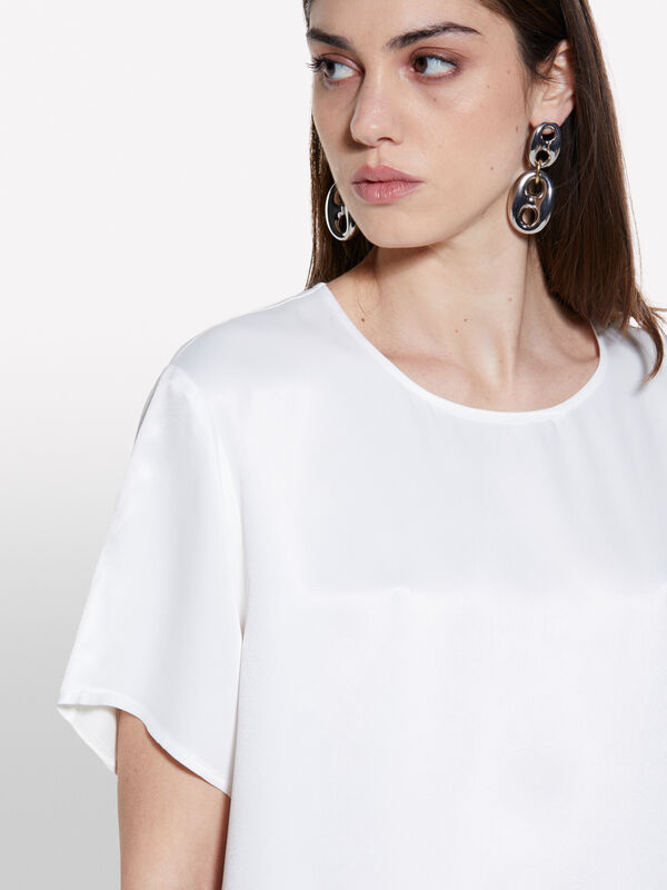 Cream white satin blouse - women's blouses | Sisley