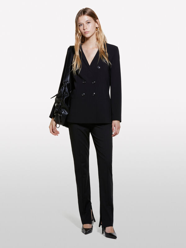 Black slim fit high-waisted trousers - women's slim fit trousers | Sisley