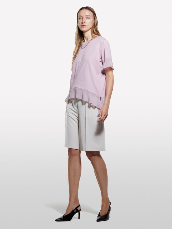 Pink t-shirt with rouches Pink t-shirt with rouches - women's short sleeve t-shirts | Sisley