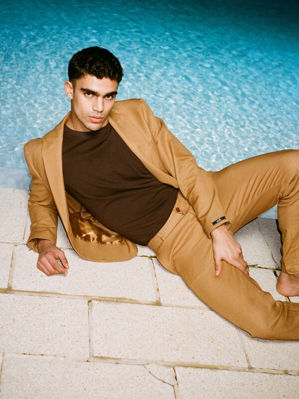 Camel single-breasted blazer - men's blazers | Sisley