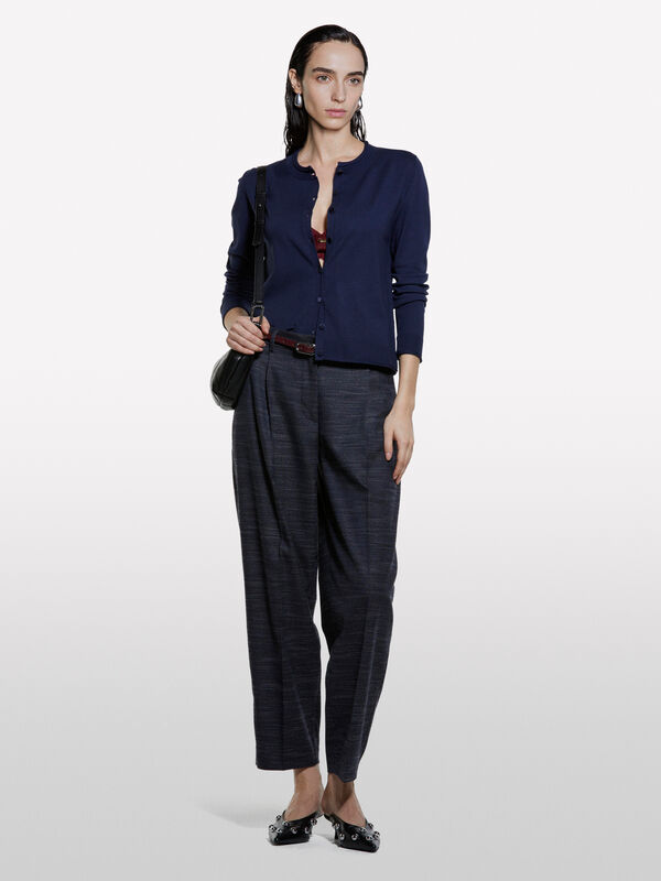 Navy blue regular fit cardigan - women's cardigans | Sisley