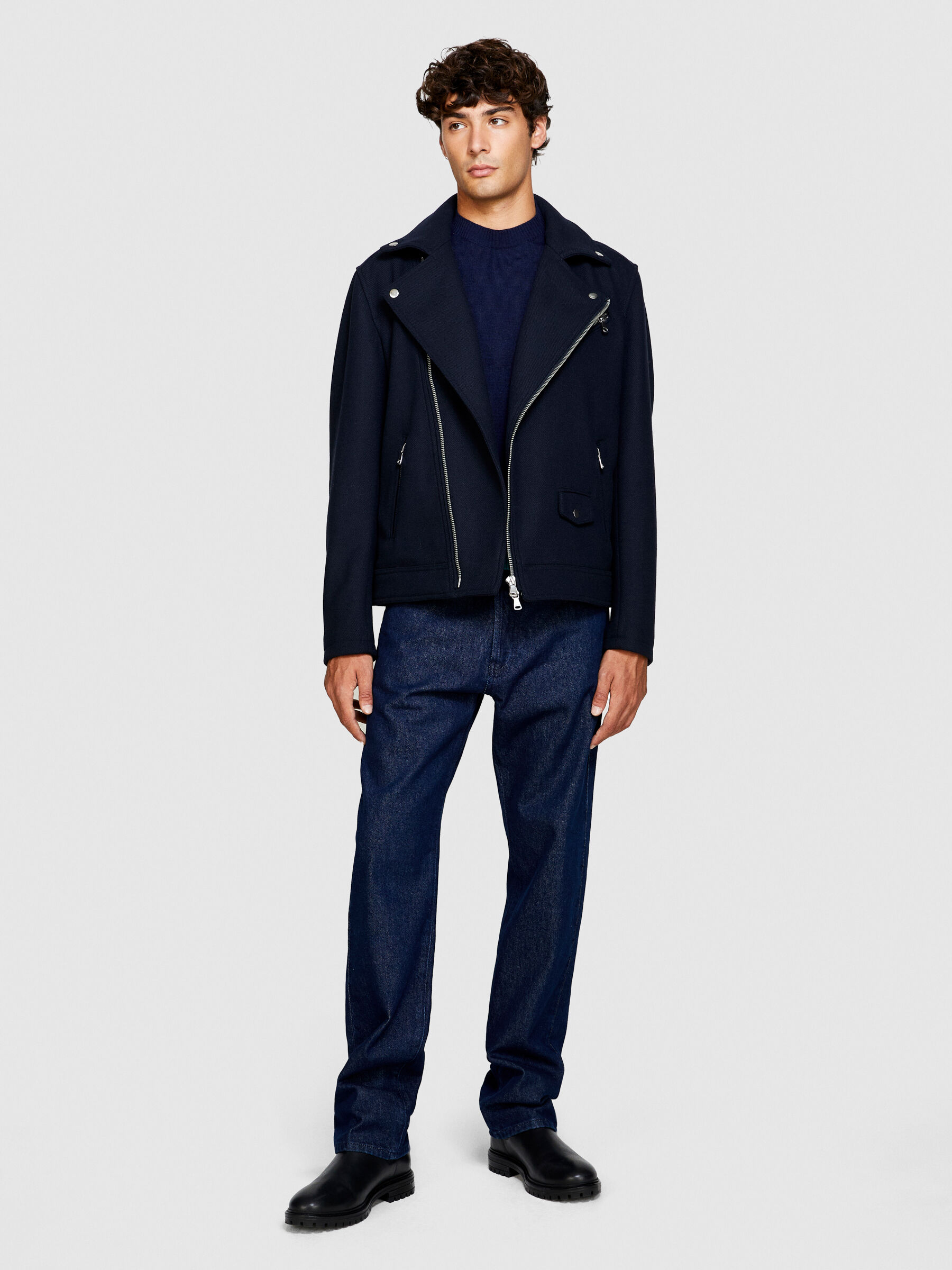 Wool blend cheap biker jacket