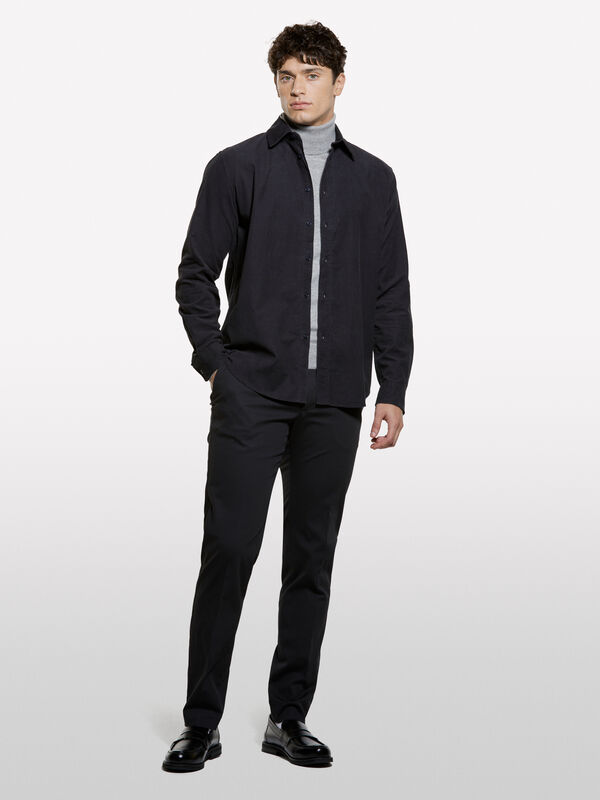 Dark gray slim comfort fit trousers - men's slim fit trousers | Sisley