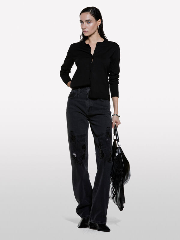 Black regular fit cardigan - women's cardigans | Sisley