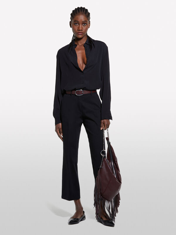 Black flare fit trousers - women's flared trousers | Sisley
