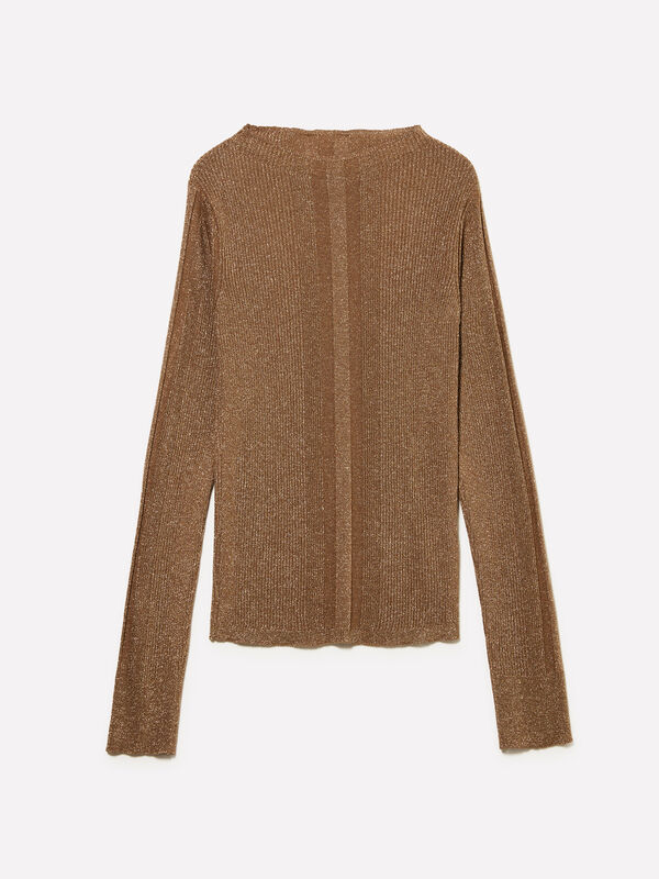 Beige knitwear with lurex - women's crew neck sweaters | Sisley