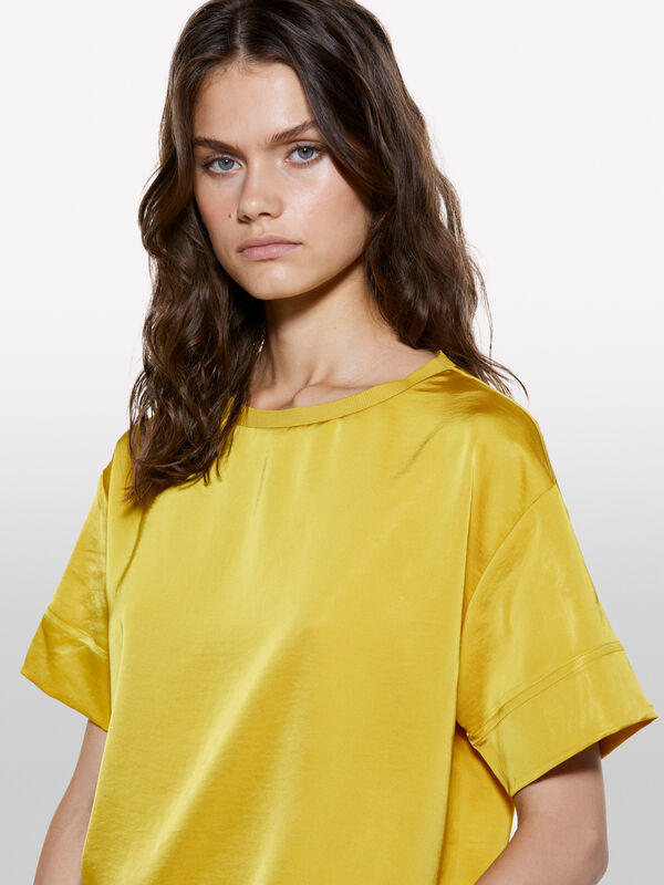 Mustard short sleeve blouse - women's blouses | Sisley