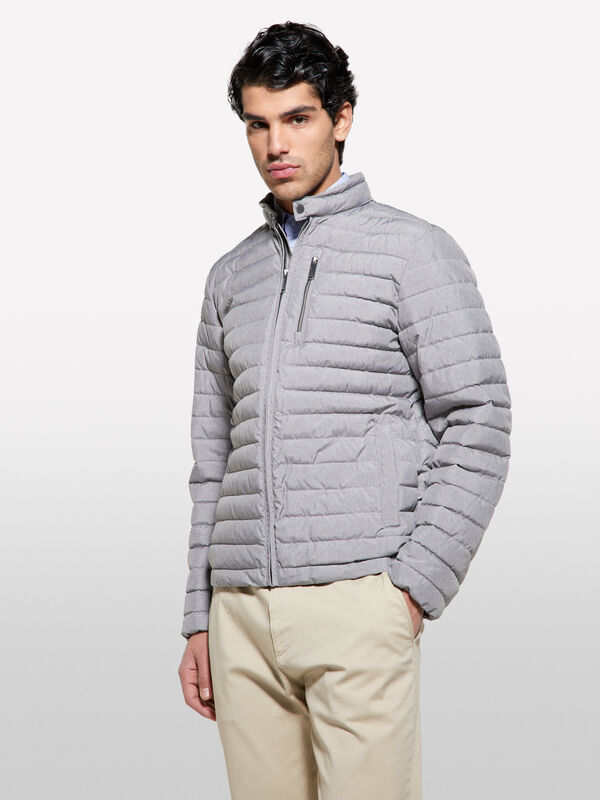 Light gray padded biker jacket - men's puffer jackets and coats | Sisley