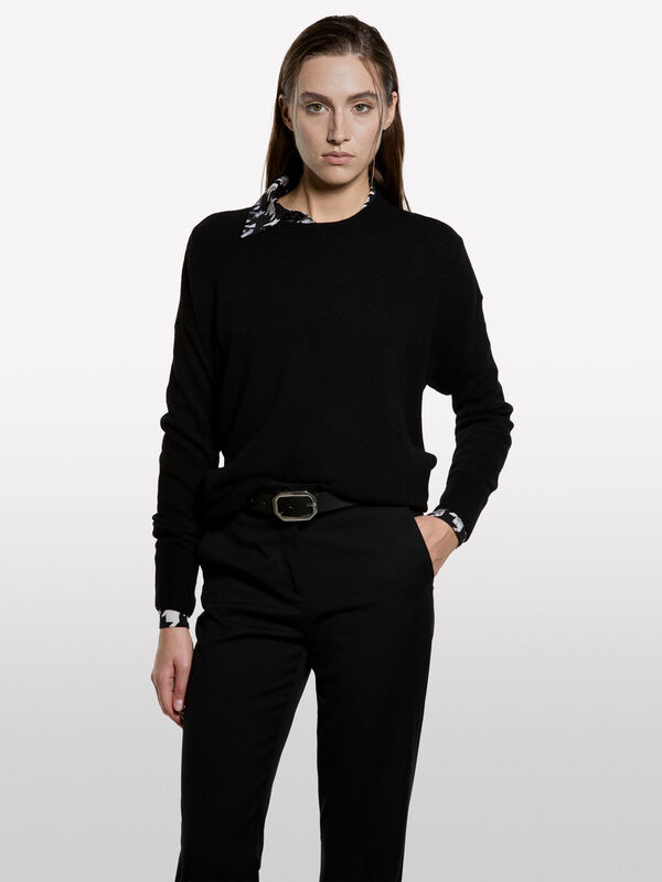 Sweater in wool blend with boat neck - women's boat neck sweaters | Sisley