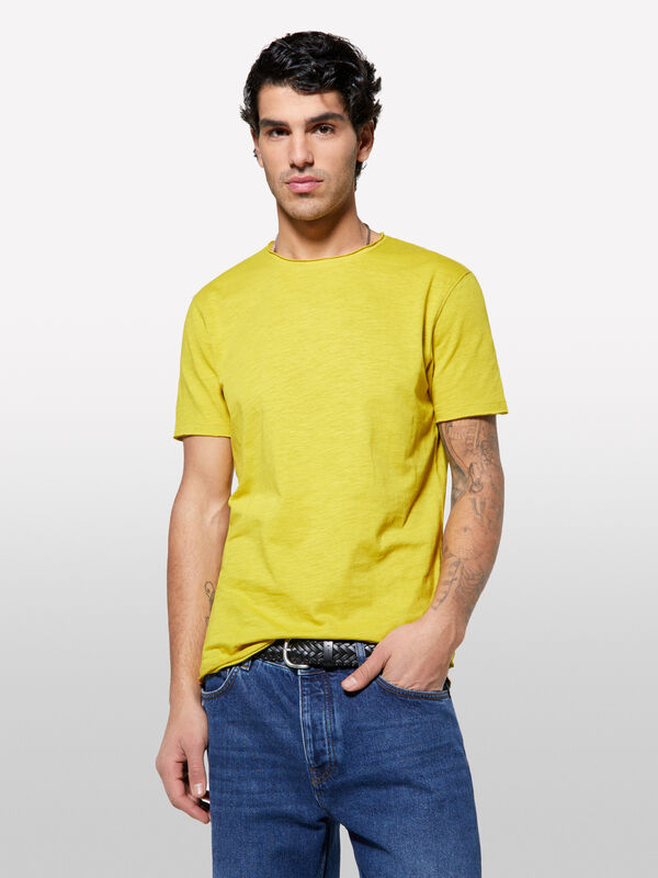 Lime slim fit short sleeve t-shirt - men's short sleeve t-shirts | Sisley