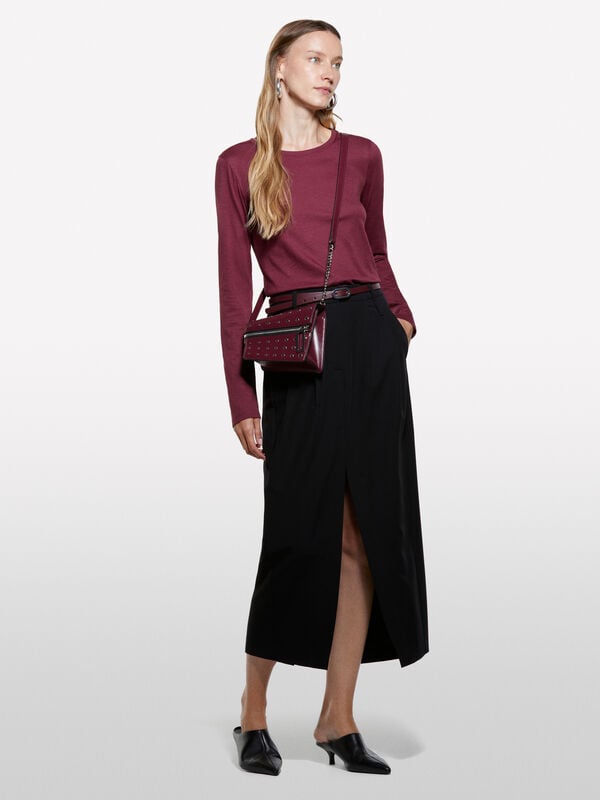 Burgundy long sleeve t-shirt Burgundy long sleeve t-shirt - women's long sleeve t-shirts | Sisley