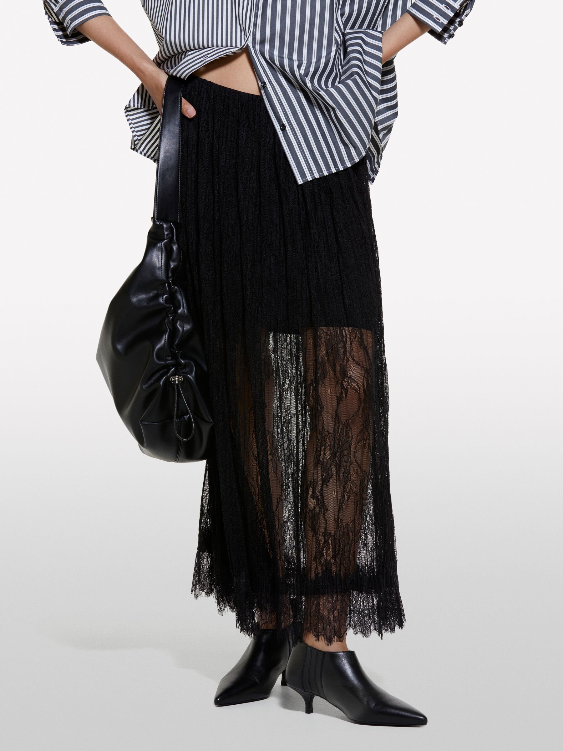 Ragdoll la lace drawstring skirt black hot sale