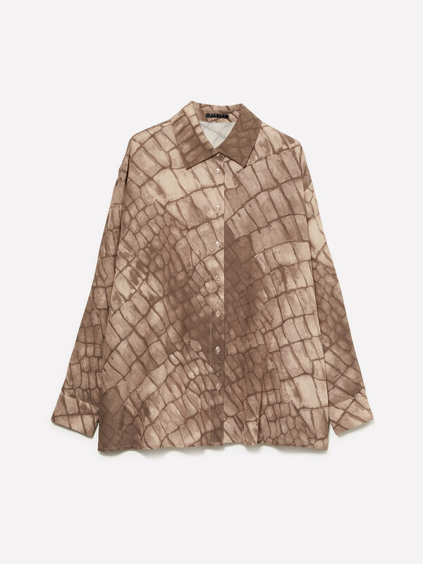 Beige printed patterned shirt - women's shirts | Sisley
