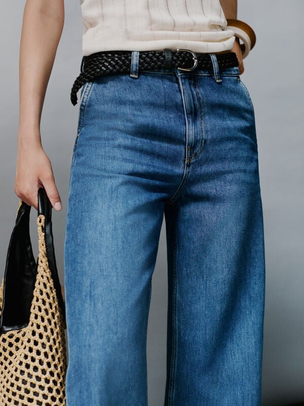 Dark wide fit jeans - women's palazzo jeans | Sisley
