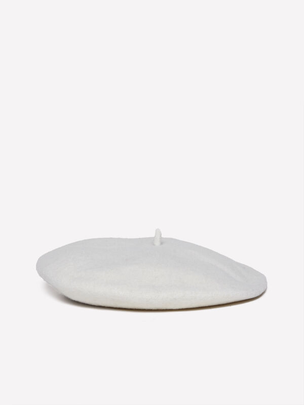 Cream white beret in wool - women's hats | Sisley