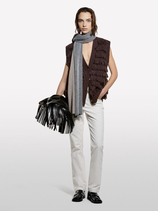Teddy look knitted vest - women's v-neck sweaters | Sisley