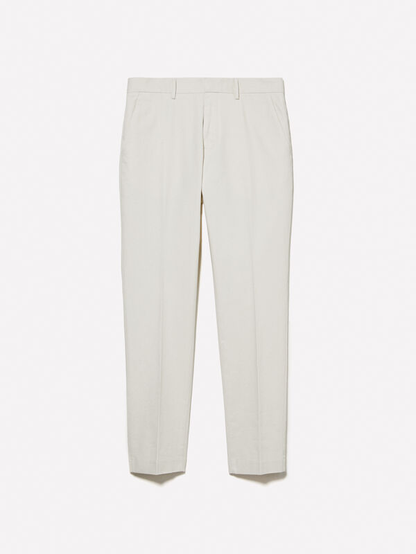 Beige textured chinos - men's slim fit trousers | Sisley