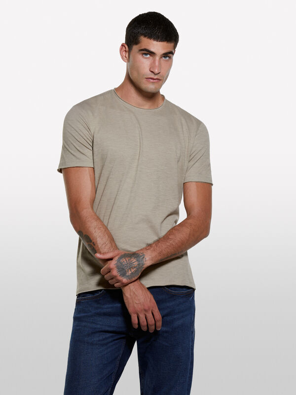 Camel slim fit short sleeve t-shirt - men's short sleeve t-shirts | Sisley