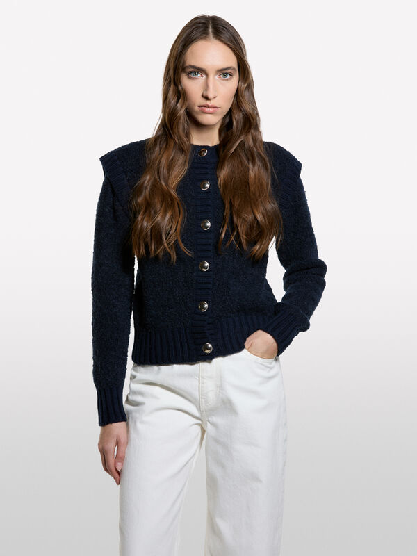 Teddy look knit jacket - women's cardigans | Sisley
