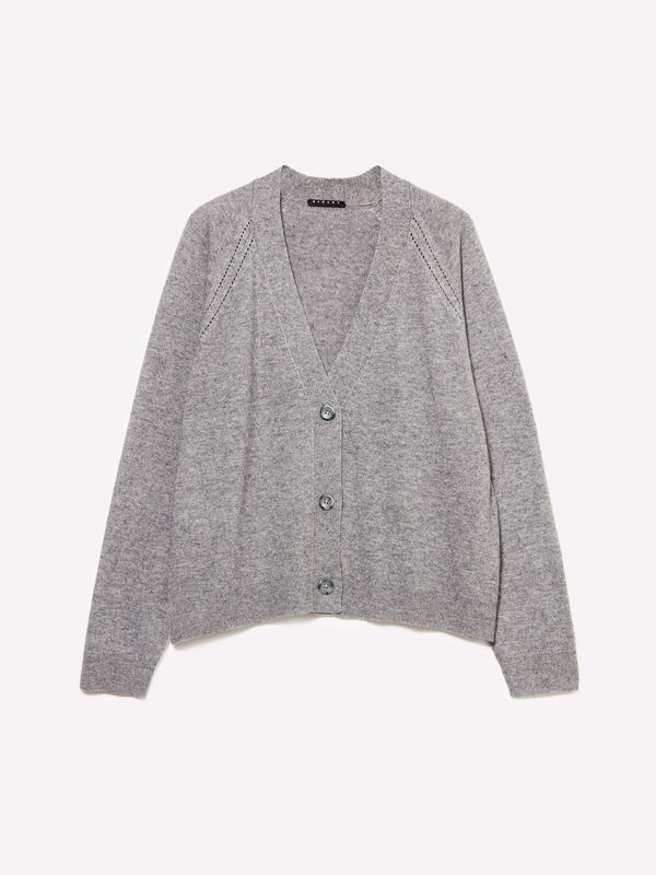 Dark marl gray oversized cardigan - women's cardigans | Sisley