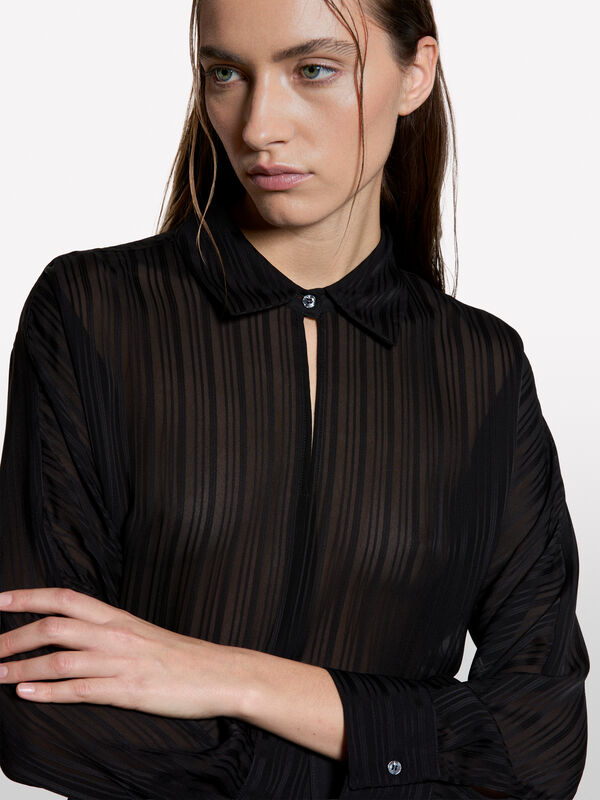 Pullover shirt in striped jacquard - women's blouses | Sisley