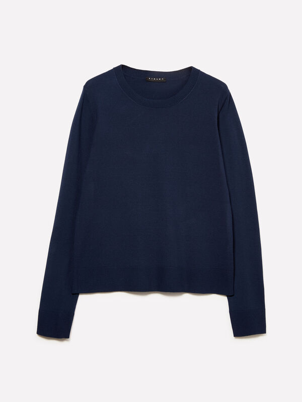 Navy blue crew neck top - women's crew neck sweaters | Sisley