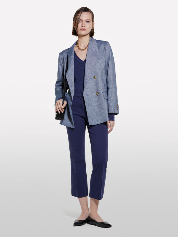 Dark blue flared fit trousers - women's flared trousers | Sisley