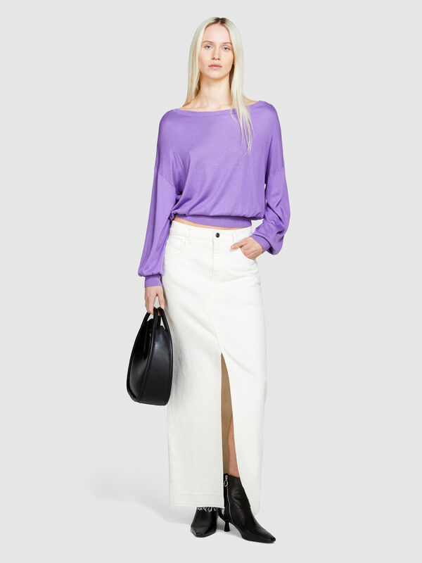 Top made of silk blend - women's boat neck sweaters | Sisley