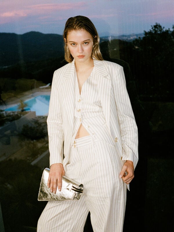 Beige striped blazer - women's blazers | Sisley