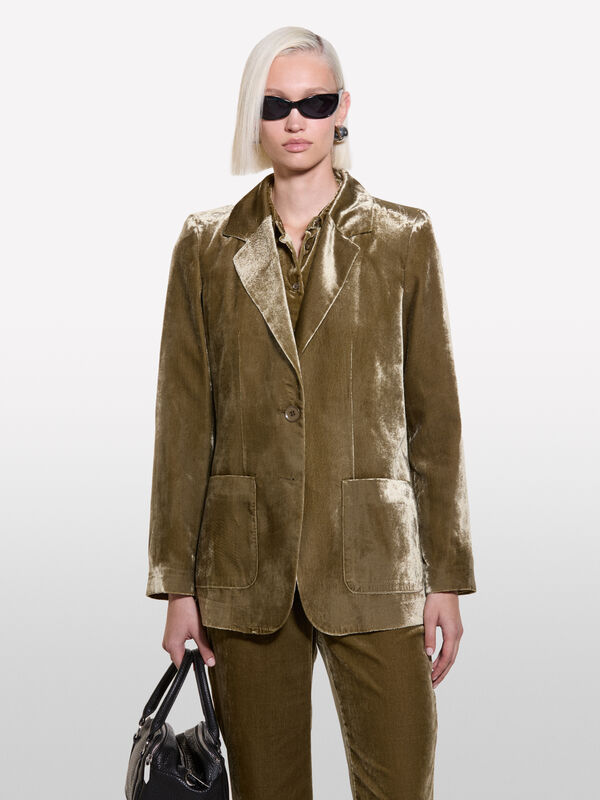Brown velvet blazer - women's blazers | Sisley