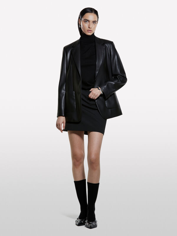 Black regular fit turtleneck - women's high neck sweaters | Sisley