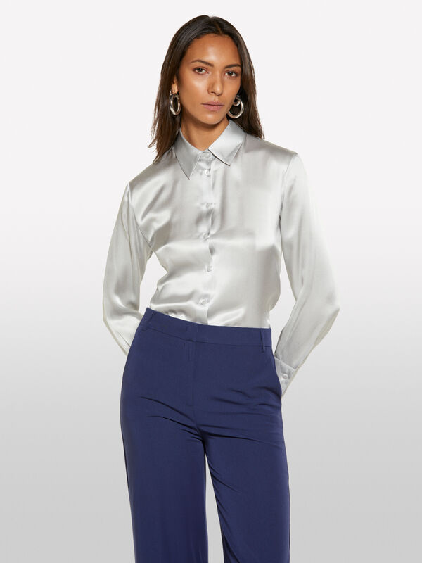 Light gray silk shirt - women's shirts | Sisley