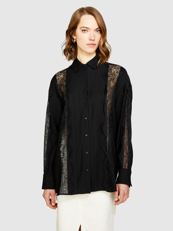 Satin shirt with lace Women