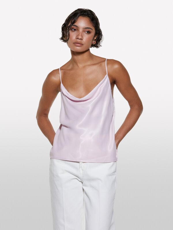 Pink satin top  - women's tops | Sisley