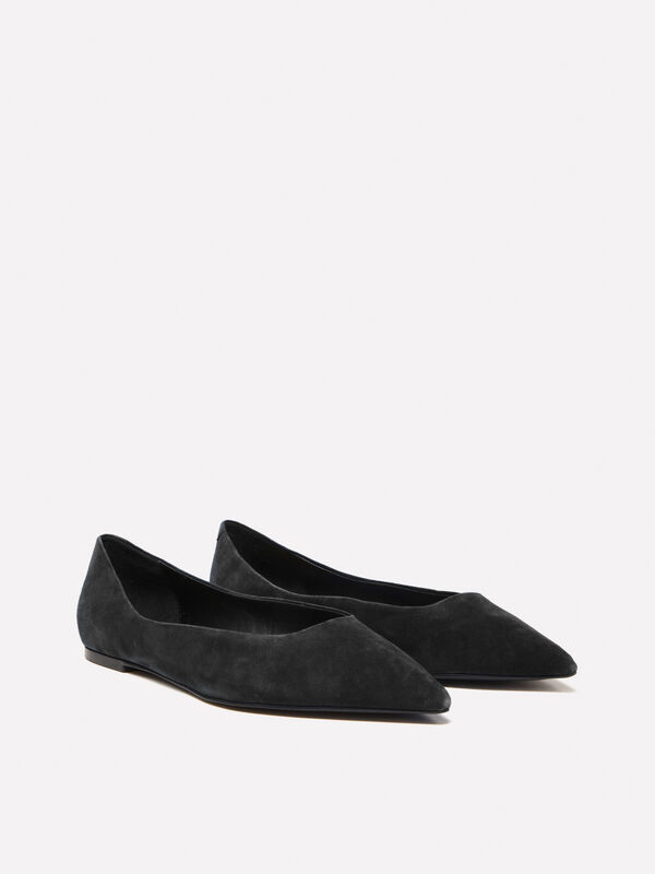 Black suede ballet flats - women's flat shoes | Sisley