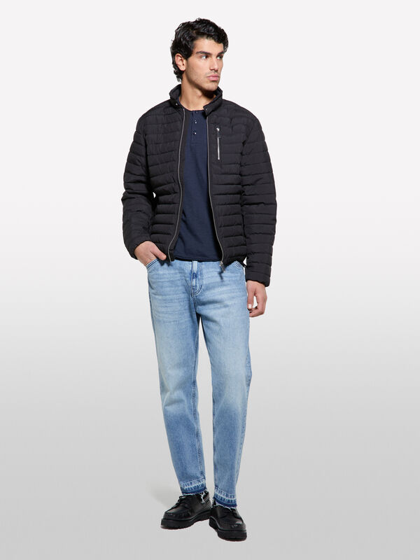 Black padded biker jacket - men's puffer jackets and coats | Sisley