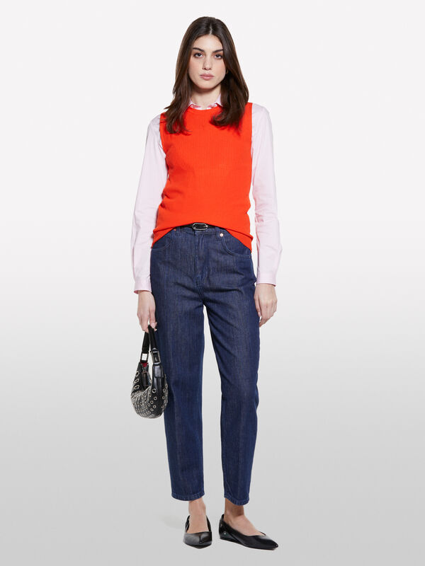 Orange knit top - women's tops | Sisley