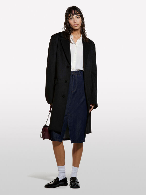 Cream white oversized shirt - women's shirts | Sisley