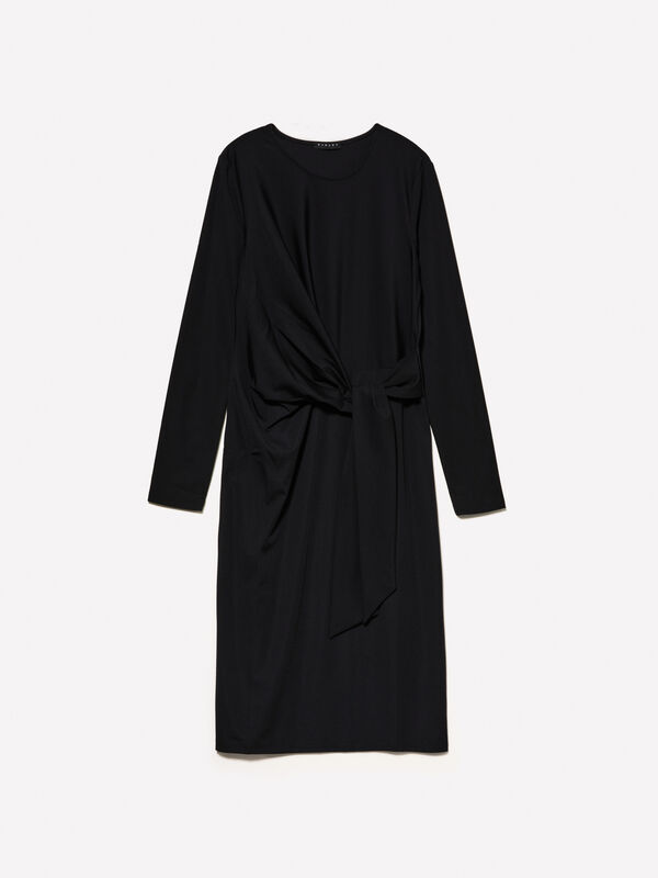 Black midi dress with knot - women's midi dresses | Sisley