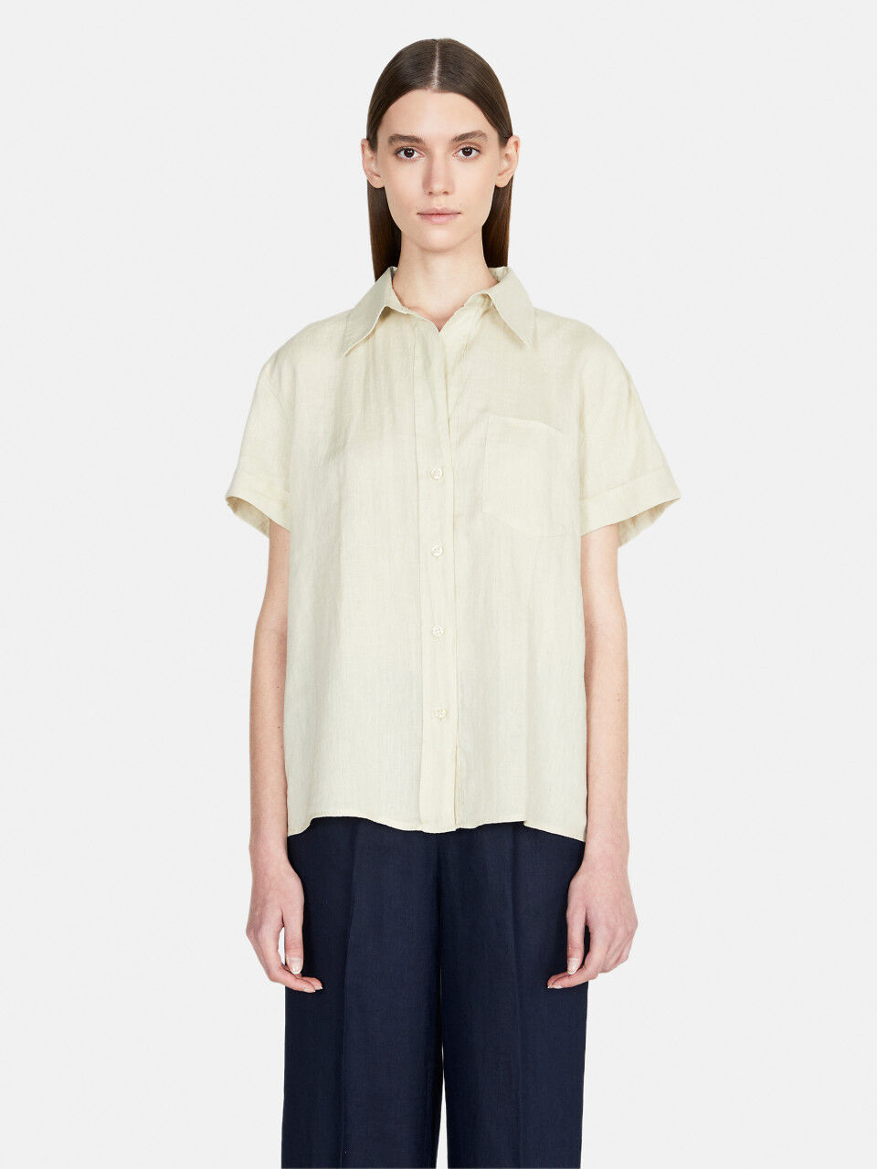 Short sleeve 100% linen shirt
